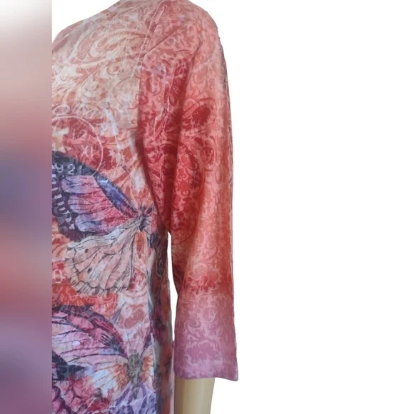 Christopher & banks women's floral and butterfly long sleeve blouse shirt small - Picture 2 of 10